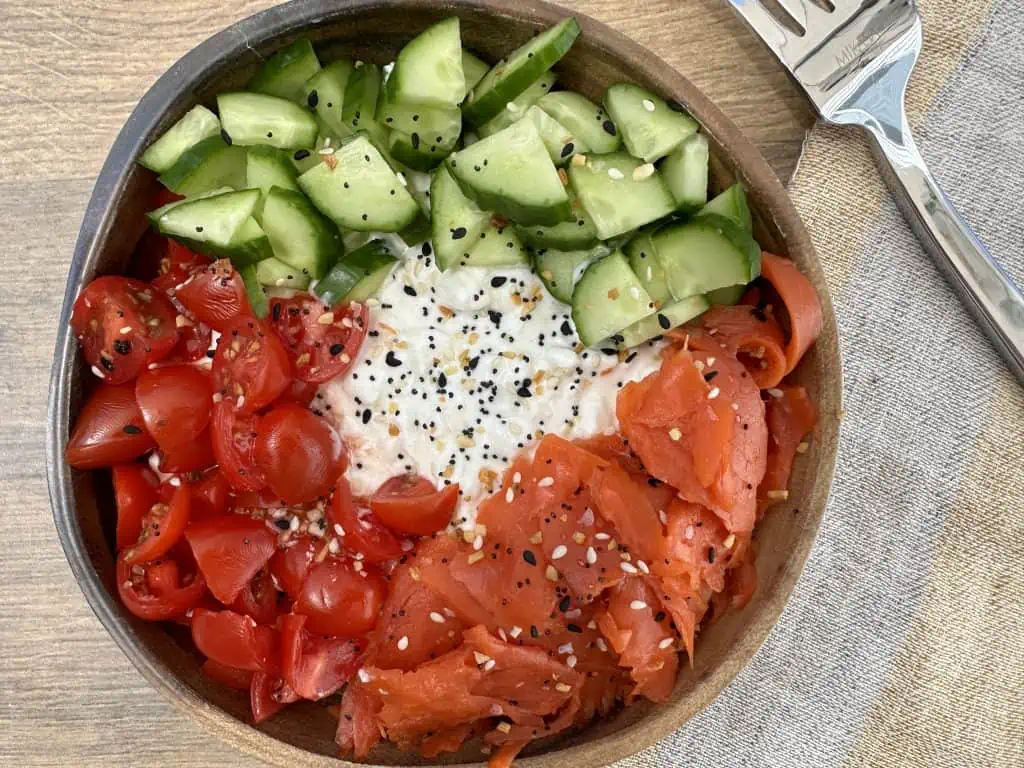 smoked salmon cottage cheese bowl